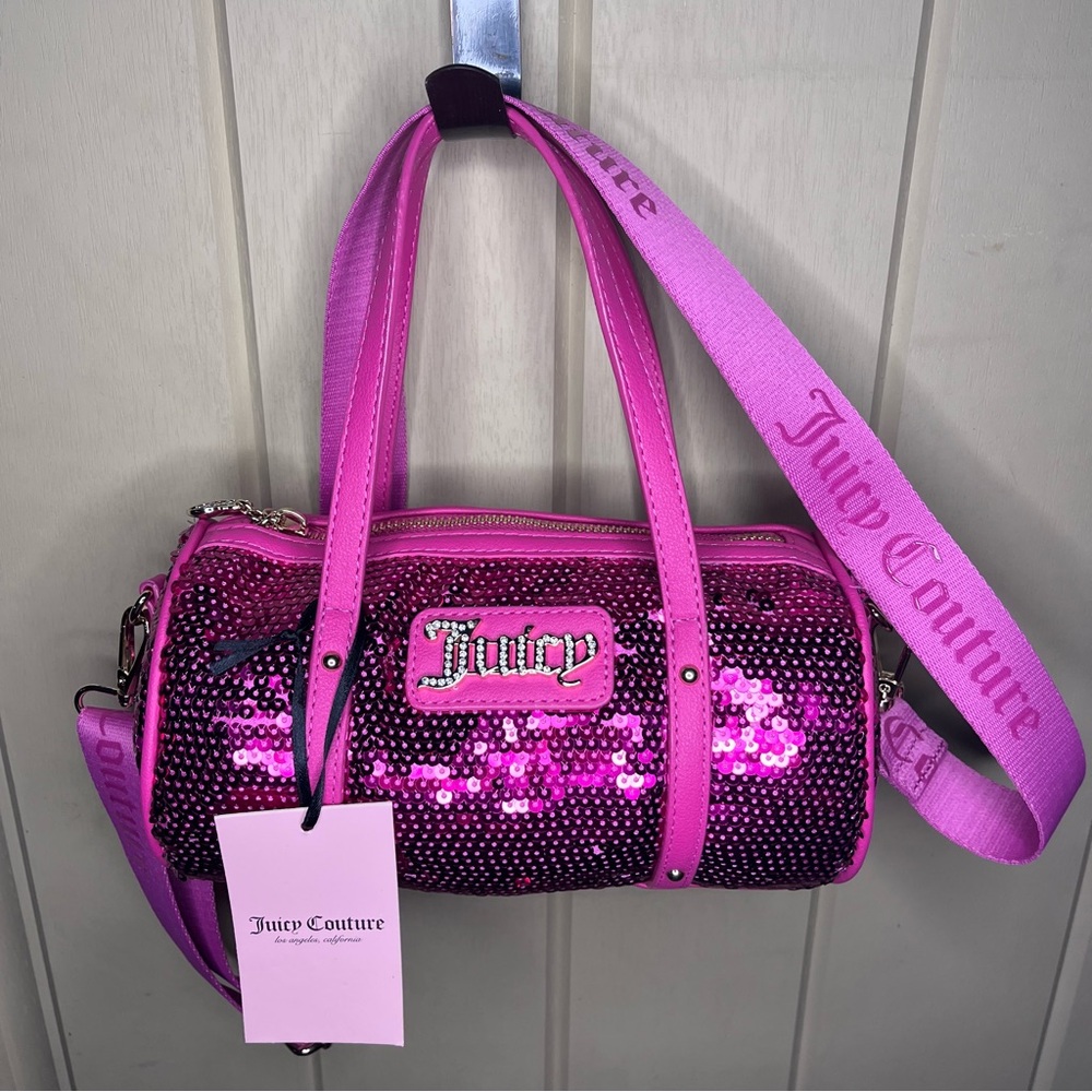 Juicy Couture Queen of Everything Mini Barrel in Color Juicy Pink Sequins